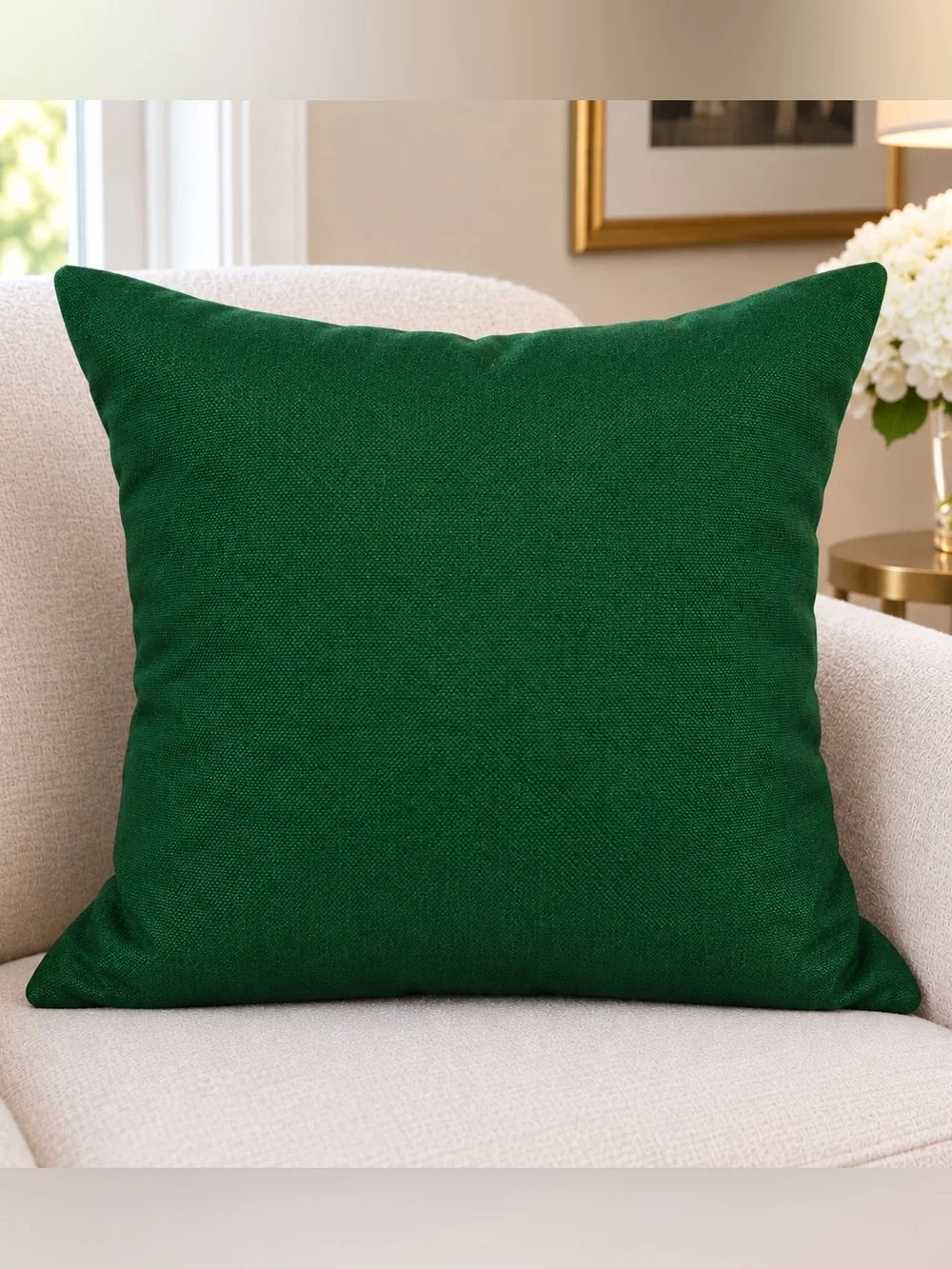 Green Rhinestone CC Logo CHANEL Style Glam Decorative Throw Pillow